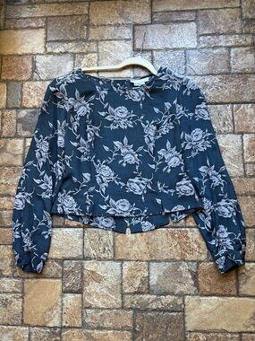 Vintage BARRIE PACE LTD 100% Silk Floral Blouse Button Up Back- Dark Academia